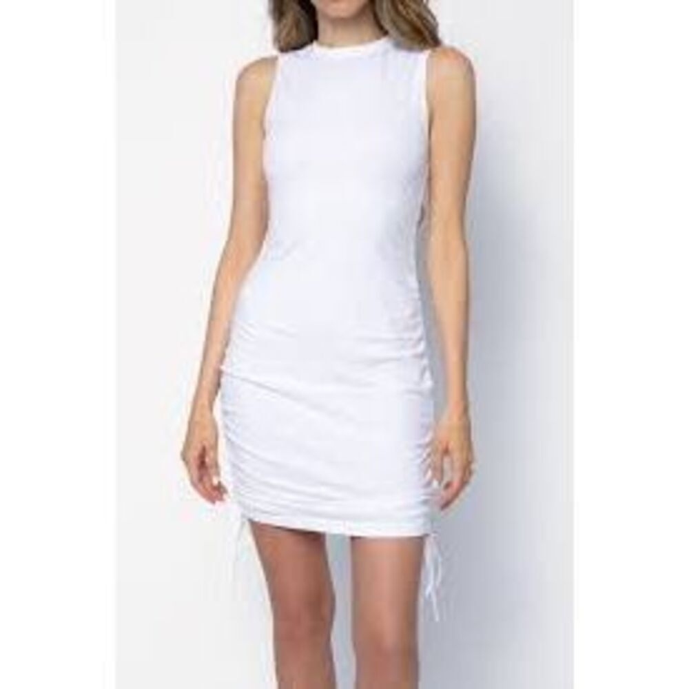 Cotton Citizen Size M Lisbon Tank Dress White Casual Basic Ruched Sporty NEW